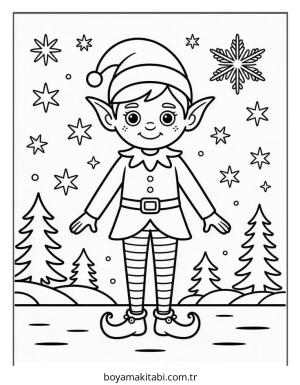 Elf boyama sayfası – sevimli karakter, sanatsal çalışma