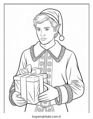 Elf boyama sayfası – basit çizim, kolay boyama