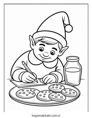 Elf boyama sayfası – evde etkinlik, ücretsiz yazdır