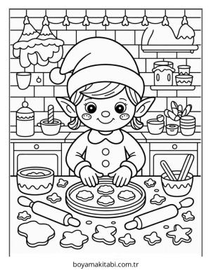 Elf boyama sayfası – keyifli zaman, renkli çizimler