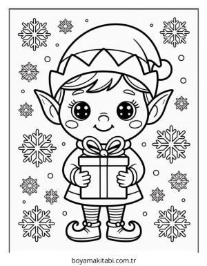 Elf boyama sayfası – çocuk aktivitesi, PDF indir