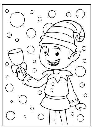 Elf boyama sayfası,  coloring page, Elf çan Tutan, 