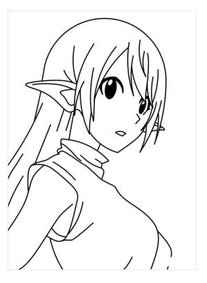 Elf boyama sayfası,  coloring page, Anime Kız Elf, 