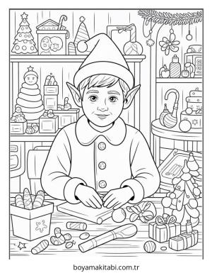 Elf boyama sayfası – kolay boyama, eğitici aktivite