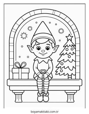 Elf boyama sayfası – evde etkinlik, ücretsiz yazdır