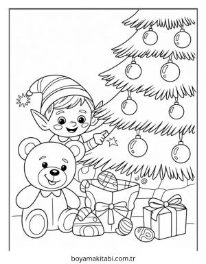 Elf boyama sayfası – sanatsal çalışma, çocuklar için