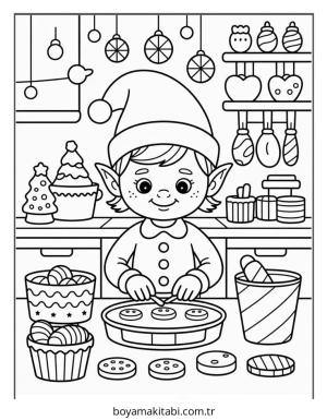 Elf boyama sayfası – çocuklar için, çizgi film temalı