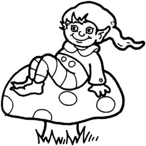 Elf boyama sayfası,  coloring page, Mantarın Üzerinde Oturan Elf, 