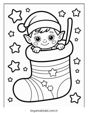Elf boyama sayfası – okul öncesi, evde etkinlik