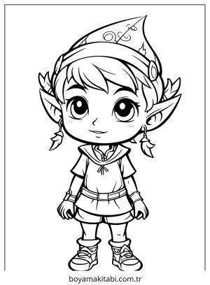 Elf boyama sayfası – çocuk aktivitesi, PDF indir
