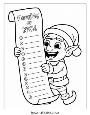 Elf boyama sayfası – renkli çizimler, okul öncesi
