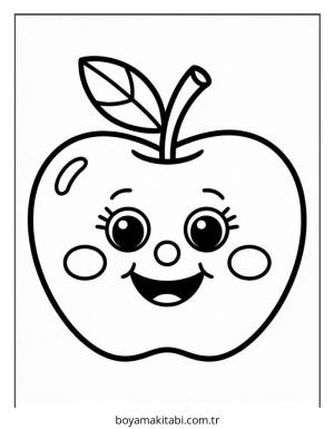 Elma boyama sayfası – sevimli karakter, sanatsal çalışma
