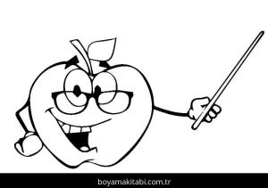 Elma boyama sayfası – basit çizim, kolay boyama
