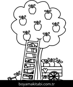 Elma boyama sayfası – yaratıcılık, eğlenceli etkinlik