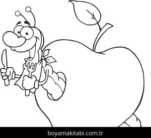 Elma boyama sayfası – renkli çizimler, okul öncesi