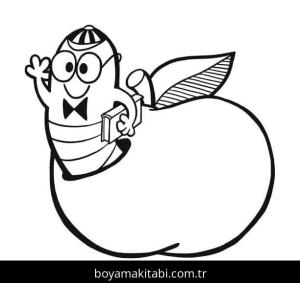 Elma boyama sayfası – PDF indir, sevimli karakter