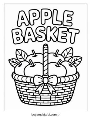 Elma boyama sayfası – çizgi film temalı, basit çizim
