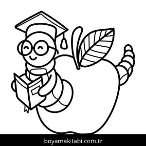 Elma boyama sayfası – keyifli zaman, renkli çizimler