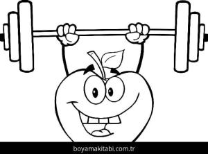 Elma boyama sayfası – basit çizim, kolay boyama