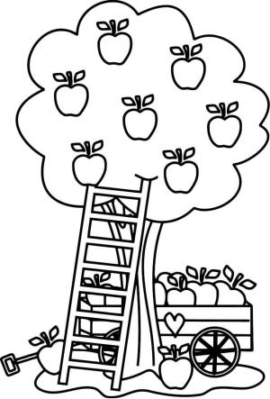 Elma boyama sayfası,  coloring page, Çizgi film Elma Ağacı, 