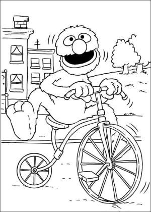 Elmo boyama sayfası,  coloring page, Elmo Bisiklet Sürüyor, 