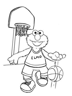 Elmo boyama sayfası,  coloring page, Elmo Basketbol Oynamak, 