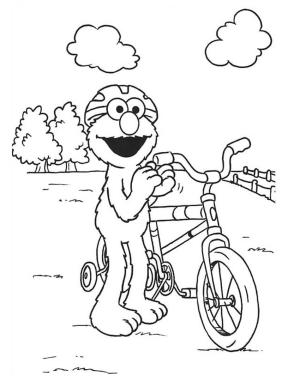 Elmo boyama sayfası,  coloring page, Bisikletli Elmo, 