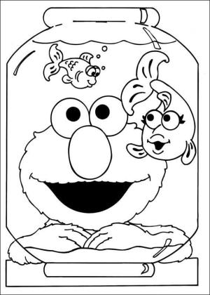 Elmo boyama sayfası,  coloring page, Akvaryumlu Elmo, 