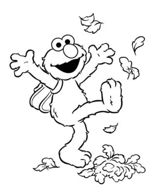 Elmo boyama sayfası,  coloring page, Yaprakları ile Elmo, 