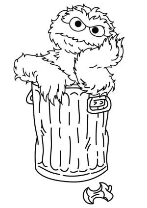 Elmo boyama sayfası,  coloring page, Elmo Çöp Kutusunda, 