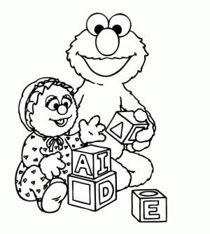 Elmo boyama sayfası,  coloring page, Elmo ve Bebek, 