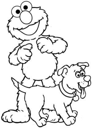 Elmo boyama sayfası,  coloring page, Elmo ve Sevimli Köpek, 