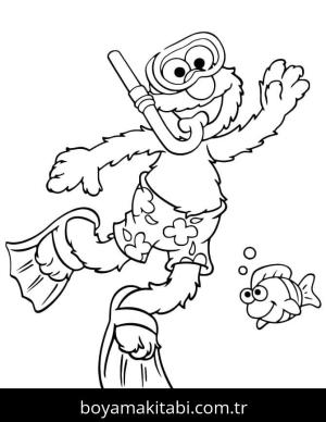 Elmo boyama sayfası – boyama etkinliği, çocuk aktivitesi