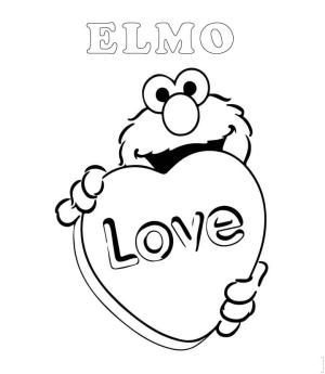 Elmo boyama sayfası,  coloring page, Elmo tutan Kalpler, 