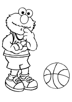 Elmo boyama sayfası,  coloring page, Basketbol ile Elmo, 