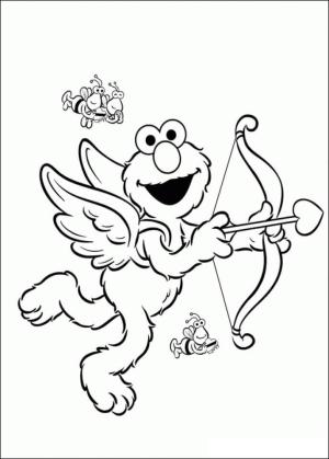 Elmo boyama sayfası,  coloring page, Aşk Tanrısı Elmo, 