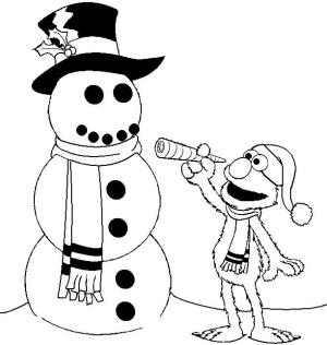 Elmo boyama sayfası,  coloring page, Elmo ve Kardan Adam, 