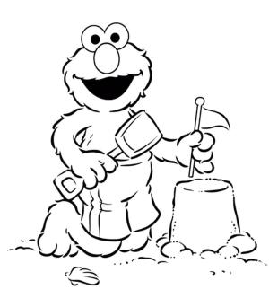 Elmo boyama sayfası,  coloring page, Elmo Kumdan Kale Oyna, 