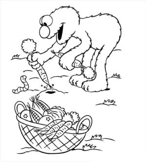 Elmo boyama sayfası,  coloring page, Elmo havuç Koparır, 