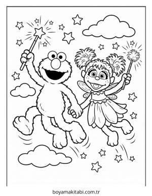 Elmo boyama sayfası – basit çizim, kolay boyama