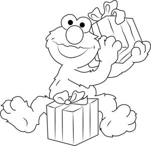 Elmo boyama sayfası,  coloring page, Elmo ve Hediye Kutuları, 