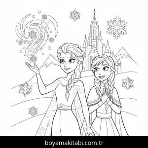 Elsa Ve Anna boyama sayfası – eğlenceli etkinlik, el becerilerini geliştirir