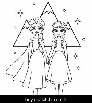 Elsa Ve Anna boyama sayfası – PDF indir, sevimli karakter