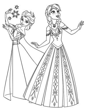 Elsa Ve Anna boyama sayfası,  coloring page, Elsa, Anna Dans Ve Şarkı Söylemek, 