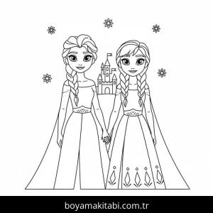 Elsa Ve Anna boyama sayfası – kolay boyama, eğitici aktivite