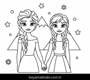 Elsa Ve Anna boyama sayfası – PDF indir, sevimli karakter