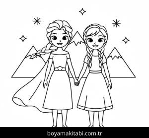 Elsa Ve Anna boyama sayfası – eğlenceli etkinlik, el becerilerini geliştirir