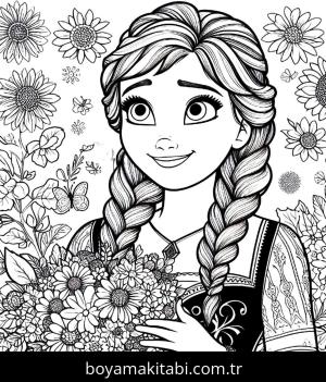 Elsa Ve Anna boyama sayfası,  coloring page, yuvarlak hatlı, klasik, tatlı
