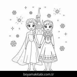 Elsa Ve Anna boyama sayfası – boyama çalışması, yaratıcılığı geliştirir
