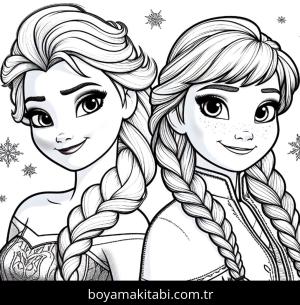 Elsa Ve Anna boyama sayfası,  coloring page, karakterli, eğlenceli, popüler
